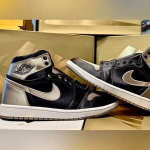 Nike Women's Black and Metallic Silver Retro Nike Jordan High